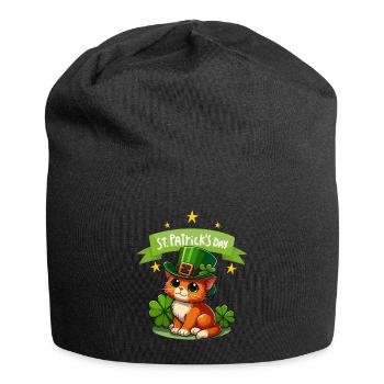 Chat de la Saint-Patrick Shamrock chanceux mignon - Bonnet en jersey - noir - Devant