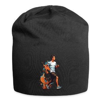 Streetwear Joggen Ästhetischer Fitness Style - Jersey-Beanie - Schwarz - Vorne