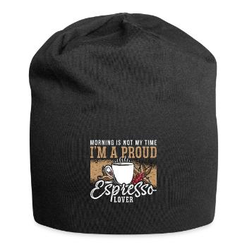 Amateur d’espresso Le matin n’est pas mon heure Amateur de café - Bonnet en jersey - noir - Devant