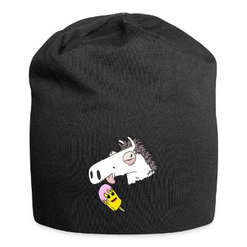 Cheval, Été, Crème Glacée, Faim, Grignotage, Rafraîchissement - Bonnet en jersey - noir - Devant