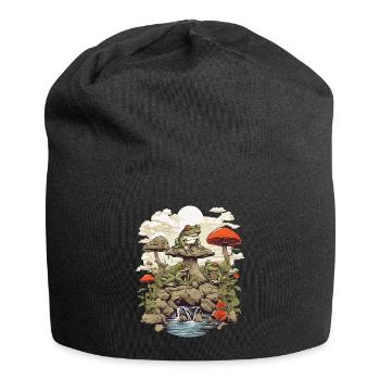 La grenouille Streetwear esthétique Vintage Design - Bonnet en jersey - noir - Devant