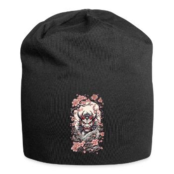 Kirschblüten Yokai Oni Japanischer Dämon Design - Jersey-Beanie - Schwarz - Vorne