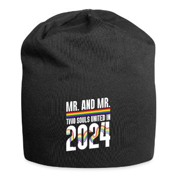M. et M. 2024 Mariage de la Gay Pride Mariage gay - Bonnet en jersey - noir - Devant
