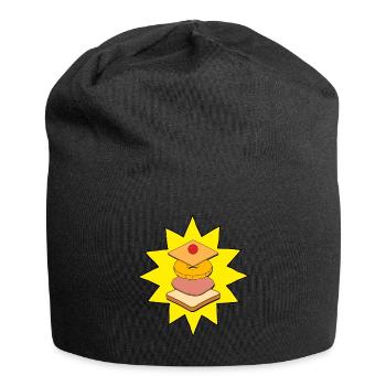 Toast Hawaii gestapelt - Ab in den Ofen - Lecker! - Jersey-Beanie - Schwarz - Vorne