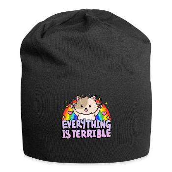 Alles Ist Schrecklich Sarkasmus Regenbogen - Jersey-Beanie - Schwarz - Vorne