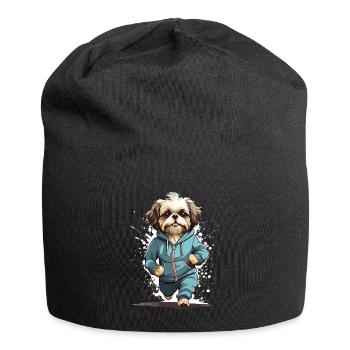 Shih Tzu Dog Streetwear Jogging Aesthetic Look - Jersey Beanie - black - Front