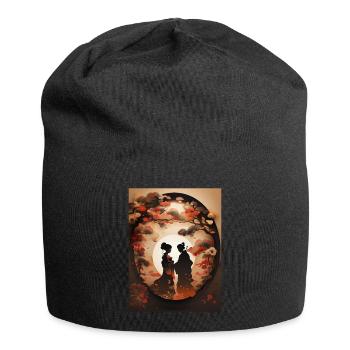 Peinture d’illustration d’art japonais - Bonnet en jersey - noir - Devant