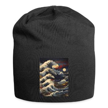 Peinture d’illustration d’art japonais - Bonnet en jersey - noir - Devant