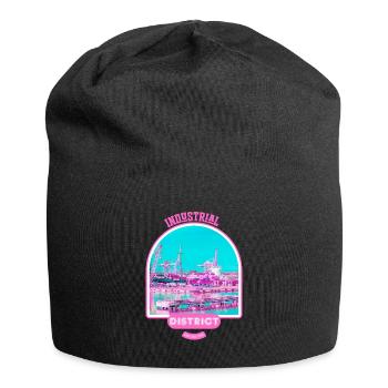 Pink industrial harbour in Finland - Jersey Beanie - black - Front