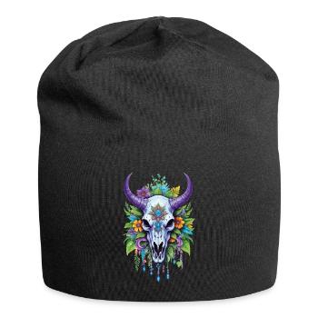 Spiritual Mandala with Bull Skull - Jersey Beanie - black - Front