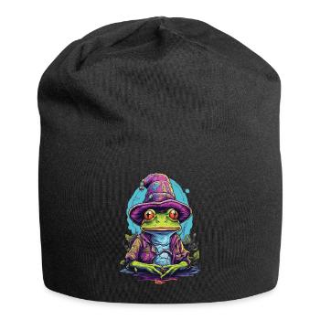 Mystischer Frosch Mit Zauberhut - Jersey-Beanie - Schwarz - Vorne