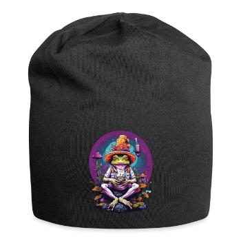 Frosch Psychedelic Art Wald Pilze Musik Festival - Jersey-Beanie - Schwarz - Vorne