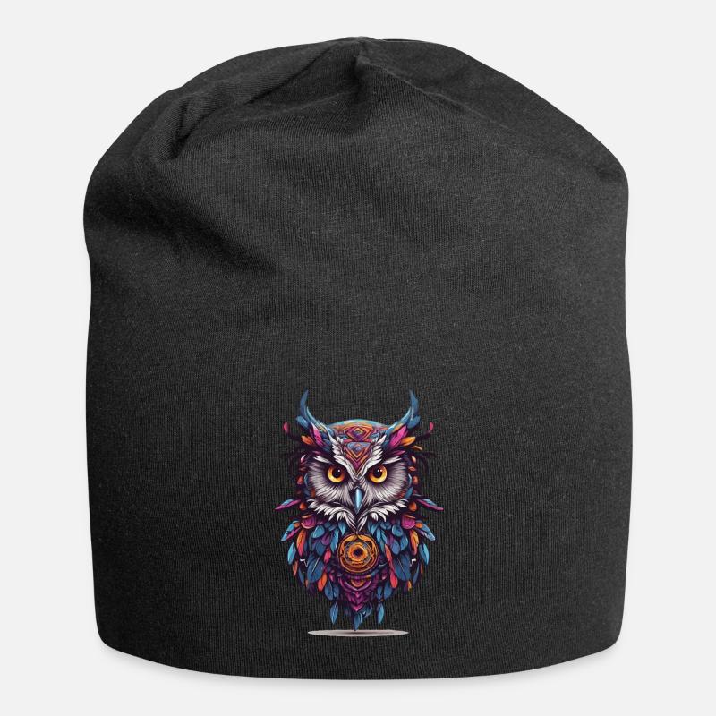Eule Spirituelles Mandala Traumfänger Design - Jersey-Beanie - Schwarz