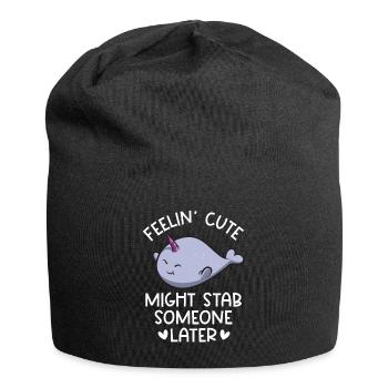 Narwal Einhornwal - Jersey-Beanie - Schwarz - Vorne
