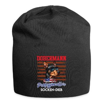 Doberman PROFESSIONELLER SOCKEN-DIEB Lustiges - Jersey-Beanie - Schwarz - Vorne