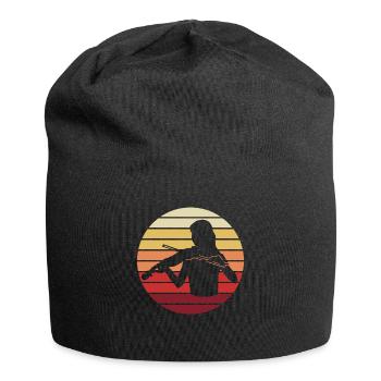 Violinist Sunset Silhouette Love - Jersey Beanie - black - Front
