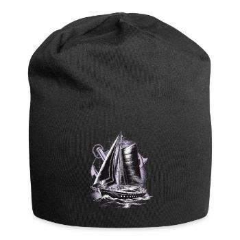 Segelboot mit Anker Geschenk - Jersey-Beanie - Schwarz - Vorne