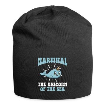 Narwal Einhornwal - Jersey-Beanie - Schwarz - Vorne