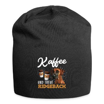 KAFFEE UND TREUE RIDGEBACK Rhodesian Ridgeback - Jersey-Beanie - Schwarz - Vorne