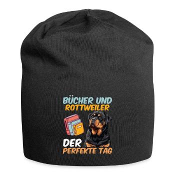 Rottie Besitzer BÜCHER UND ROTTWEILER PERFEKTER - Jersey-Beanie - Schwarz - Vorne
