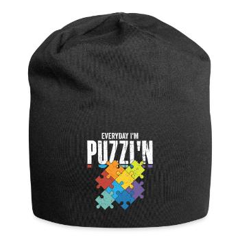 Everyday I'm Puzzl'n Piece Jigsaw Puzzle - Jersey-Beanie - Schwarz - Vorne