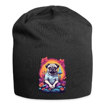 Pug Dog Festival de musique de champignons forestiers psychédéliques - Bonnet en jersey - noir - Devant