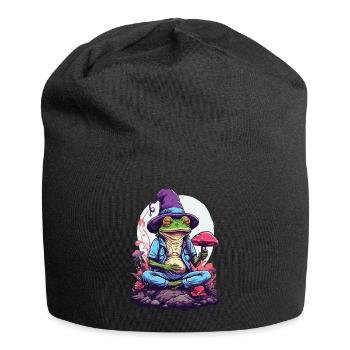Magic Frog Psychedelic Art Forest Mushrooms - Jersey Beanie - black - Front
