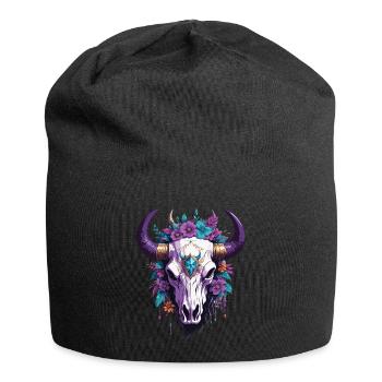 Spirituelles Mandala Totemtier Skull Design - Jersey-Beanie - Schwarz - Vorne
