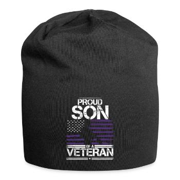 Fier fils vétéran des États-Unis drapeau violet vers le haut - Bonnet en jersey - noir - Devant
