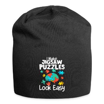 I Make Jigsaw Puzzles Look Easy Piece Solving - Jersey Beanie - black - Front
