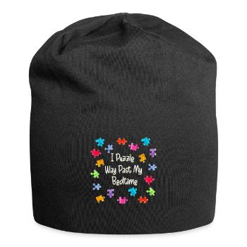 Je casse-tête bien au-delà de mon puzzle pièce du coucher - Bonnet en jersey - noir - Devant