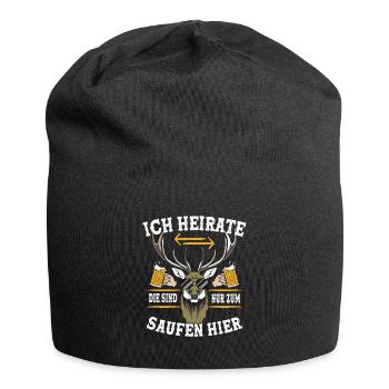 I'm getting married, they're just here to drink, deer - Jersey Beanie - black - Front