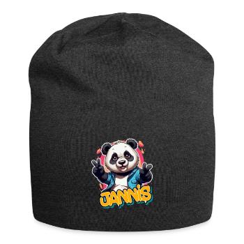 JANNIS - Handsome Boy Name with Cool Panda - Jersey Beanie - charcoal grey - Front