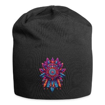 Attrape-rêves de conception spirituelle de mandala de plumes - Bonnet en jersey - noir - Devant