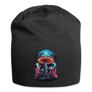 Vibrant colors music festival forest mushrooms - Jersey Beanie - black - Front