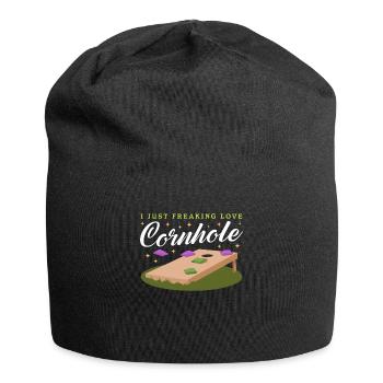 Cornhole joueur Bean Bag Blind Hole cadeau - Bonnet en jersey - noir - Devant