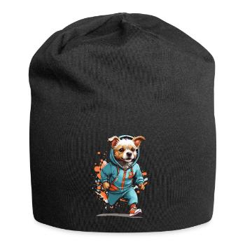 Dog Streetwear Jogging Aesthetic Fitness Style - Jersey Beanie - black - Front