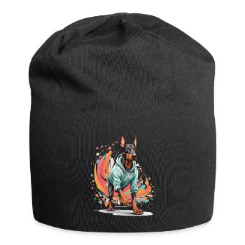 Esthétique du jogging streetwear chien Doberman - Bonnet en jersey - noir - Devant