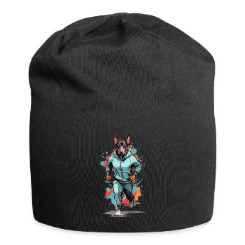 Doberman dog streetwear jogging aesthetic - Jersey Beanie - black - Front