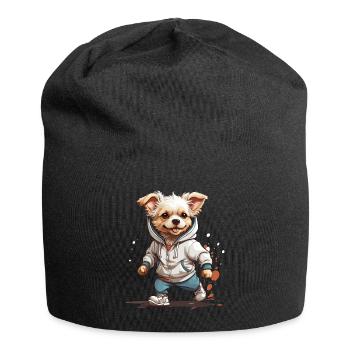 Dog Streetwear Jogging Aesthetic Fitness Style - Jersey Beanie - black - Front