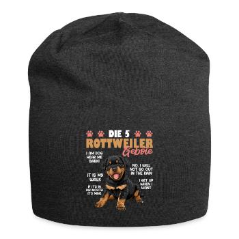 Rottie Besitzer DIE 5 ROTTWEILER GEBOTE Lustiges - Jersey-Beanie - Anthrazit - Vorne