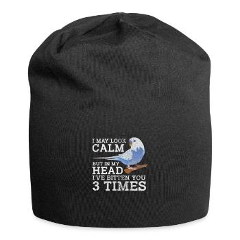 Wellensittich - Jersey-Beanie - Schwarz - Vorne