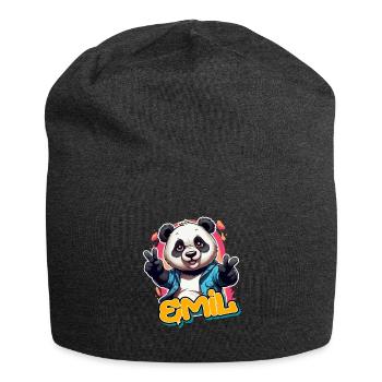 EMIL - Beau nom de garçon avec Cool Panda - Bonnet en jersey - charbon - Devant
