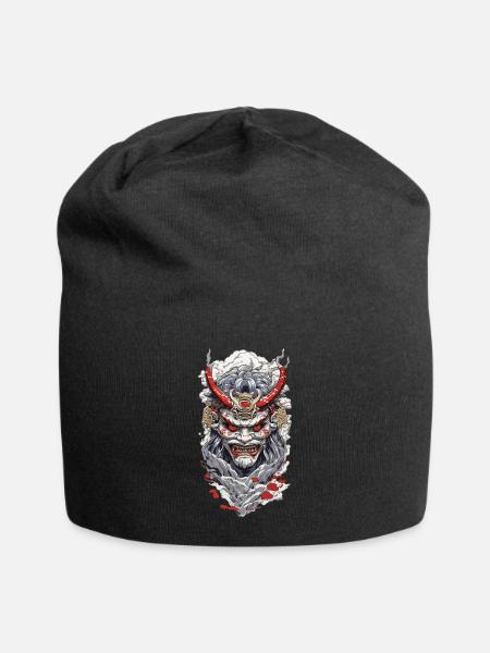 Aesthetic Yokai Oni Ukiyo-E Japan Streetwear - Jersey Beanie - black