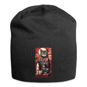 Chat saké japonais Vintage Art - Bonnet en jersey - noir - Devant