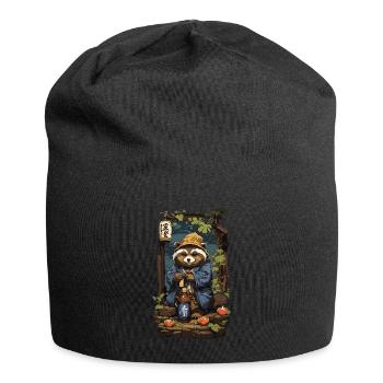 Marderhund Japanischer Sake Kunst Retro Style - Jersey-Beanie - Schwarz - Vorne