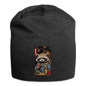 Raton laveur saké japonais et Art Vintage - Bonnet en jersey - noir - Devant