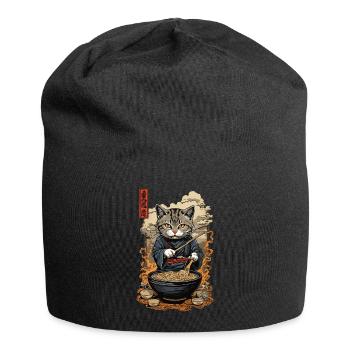 Katze Aesthetic Ramen Nudelsuppen Streetwear - Jersey-Beanie - Schwarz - Vorne