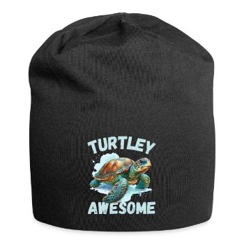 Turtle Reptile Earth Day Watercolor Nature Prehistoric - Jersey Beanie - black - Front