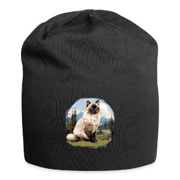 Birman Cat Birma Katze - Jersey-Beanie - Schwarz - Vorne